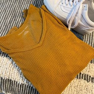 Oversized relaxed long sleeve waffle shirt